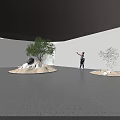 Captivating Art Installation Featuring Glowing Moon Tree Water Ripple Transparent Structure And People Interacting