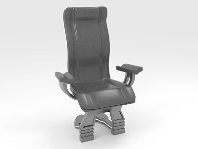 Modern Leather Upholstered Single Chair With Armrests And Metal Base 3d model