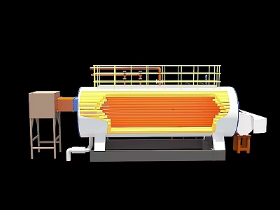 Large Industrial Heating Equipment With Operational Platform Control Unit And Structural Base 3d model