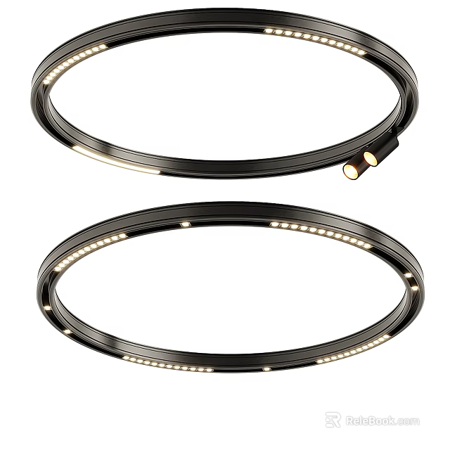 Black Ring Design LED Downlight Spotlight Lighting Fixture With Bright Bulbs 3d model