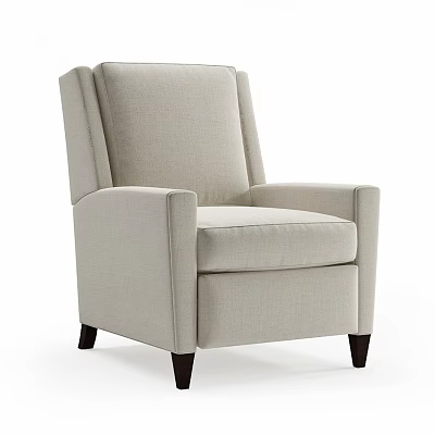 Beige Upholstered Accent Chair With Armrest And Dark Wooden Legs 3d model