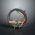 Futuristic Motorcycle Concept Design With Circular Tire Structure And Seats 3d model