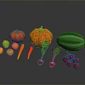 Fresh Various Crops Including Pumpkins Watermelon Apples Carrots Radishes And Tomatoes