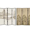 Traditional And Modern Folding Screens With Landscape Paintings And Transparent Panels For Home Decor