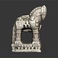 Hand Carved Artistic Horse Sculpture With Textured Surface And Decorative Base