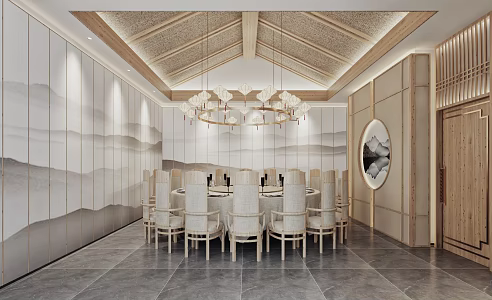 New Chinese-style private room Zen hotel box 3d model