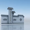 Traditional Chinese Landscape Wall With Gray Surface Fan-shaped Cutouts And Classic Roof