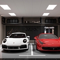 Hyundai Garage Porsche Ferrari Garage Door Tires 3d model