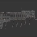 Industrial Metal Platform Structure With Multiple Support Legs And Safety Railing