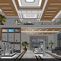 Modern Shopping Mall Lobby Interior Design With Double Floors Display Areas And Green Plants