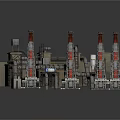 Industrial Facility Design With Multiple Towers Large Pipes And Machinery