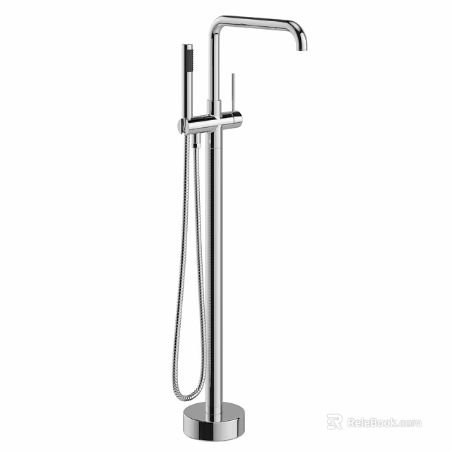 Modern Chrome Shower Faucet With Handheld Sprayer And Fixed Column 3d model 