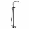 Modern Chrome Shower Faucet With Handheld Sprayer And Fixed Column