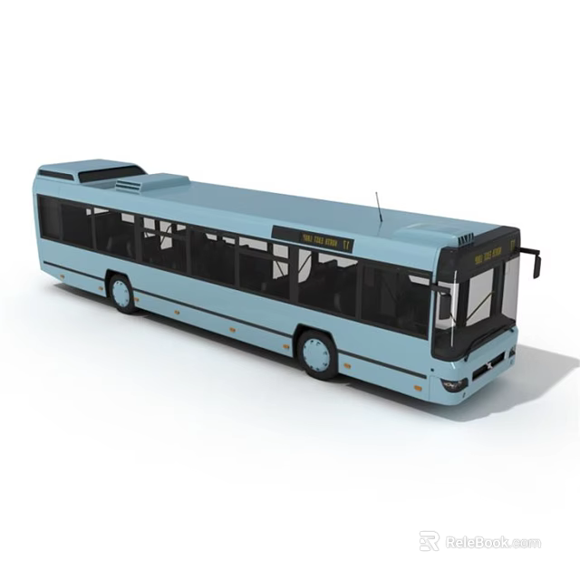 Modern Blue City Bus With Large Windows And Urban Transport Design 3d model 