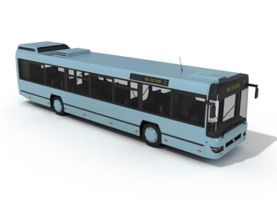 Modern Blue City Bus With Large Windows And Urban Transport Design 3d model