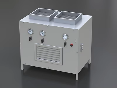 Industrial Equipment With Dual Square Compartments Front Panel Gauges And Ventilation Grille 3d model