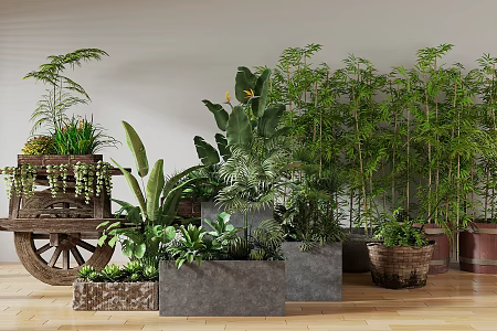 Modern indoor landscape sketch indoor landscape plant pile plant combination courtyard sketch 3d model