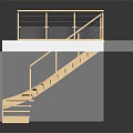 Modern Wooden Staircase With Railing Platform Transparent Support And Minimalist Design
