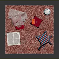 Red Stool With Striped Blanket White Towel And Blue White Vase On Red Dotted Mat