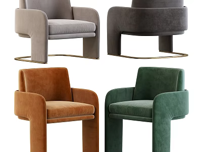 Modern Accent Chairs With Multiple Colors Comfortable Upholstery Armrests And Metal Bases 3d model
