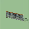 Modern Metal Fence With Blue And White Pattern Along Roadside Grass And Building Background