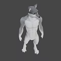 Anthropomorphic Wolf Like Game And Movie Character With Muscular Build And Gray White Fur