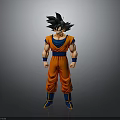 3D Dragon Ball Character Model With Orange Outfit Blue Belt And Black Hair