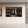 Modern whole house custom semi-open wardrobe 3d model