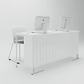 Modern Office Desk Combination With Two Computer Monitors And White Towers