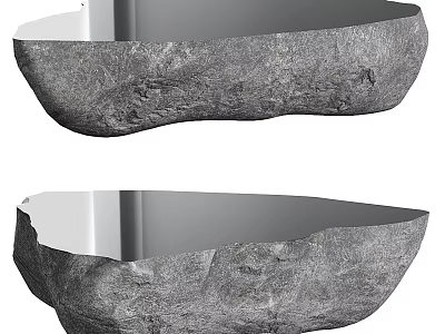 Natural Stone Coffee Table Featuring Rough Texture And Sleek Polished Top Modern Design 3d model