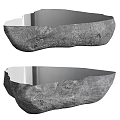 Natural Stone Coffee Table Featuring Rough Texture And Sleek Polished Top Modern Design