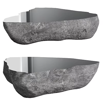 Natural Stone Coffee Table Featuring Rough Texture And Sleek Polished Top Modern Design 3d model