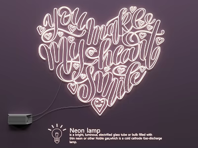 Decorative Neon Lamp With Heart Shape And You Make My Heart Smile Text 3d model
