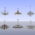 Modern Chandeliers with Various Contemporary Designs and Crystal Elements for Interior 3d model