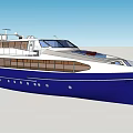 Luxury Blue And White Yacht With Multiple Windows 3d model