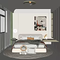 Kids Room Interior With Bed Stuffed Lion Toy Round Rug Decorative Painting And Green Curtains