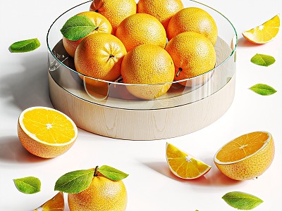 Modern orange fruit plate table fruit ornaments 3d model