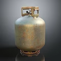 Old Rusty Metal Gas Cylinder With Stand On Dark Background