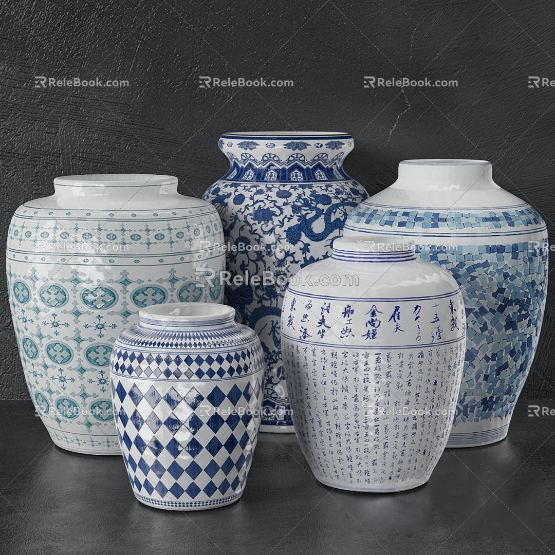 Chinese pottery jar ceramic vase 3d model