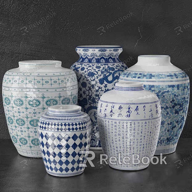 Chinese pottery jar ceramic vase model