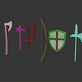 Medieval Weapons Collection Featuring Axes Swords Bow Shield And Daggers