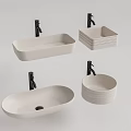 Modern wash basin counter basin combination 3d model