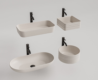 Modern wash basin counter basin combination 3d model