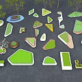 Diverse Tree Pit Designs Featuring Various Shapes And Green Landscaping Elements 3d model