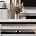 Elegant Modern TV Wall Interior Design with Marble Panels White TV Stand and Decorative Lamps