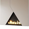 Modern Geometric Fireplace Design With Sleek White Panels And Burning Flames