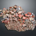 Pile of Construction Debris With Broken Bricks Concrete Blocks and Rubble Pieces