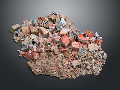 Pile of Construction Debris With Broken Bricks Concrete Blocks and Rubble Pieces 3d model