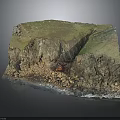 Realistic Terrain Model Featuring Cliff Grass Rocks And Rocky Cracked Base 3d model
