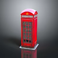 Traditional Red Telephone Booth With Classic Design Golden Accents And Glass Panels